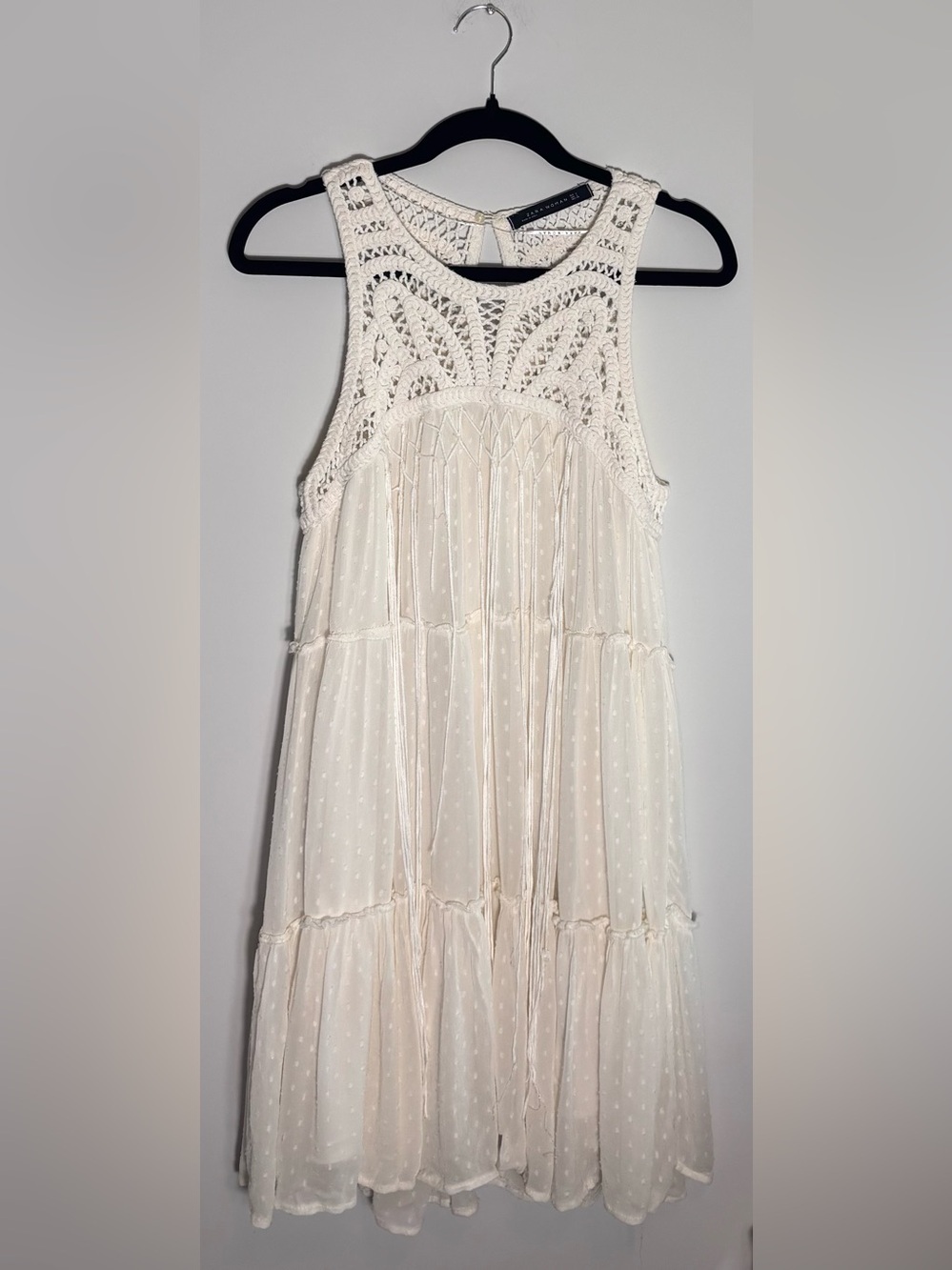 Zara Woman Bohemian Crochet Fringe Sundress size small - Picture 1 of 5
